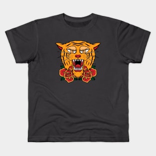 tiger and roses Kids T-Shirt